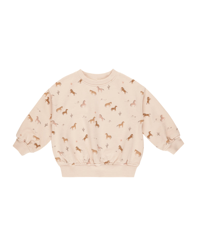 Relaxed Sweatshirt - Pink Horses