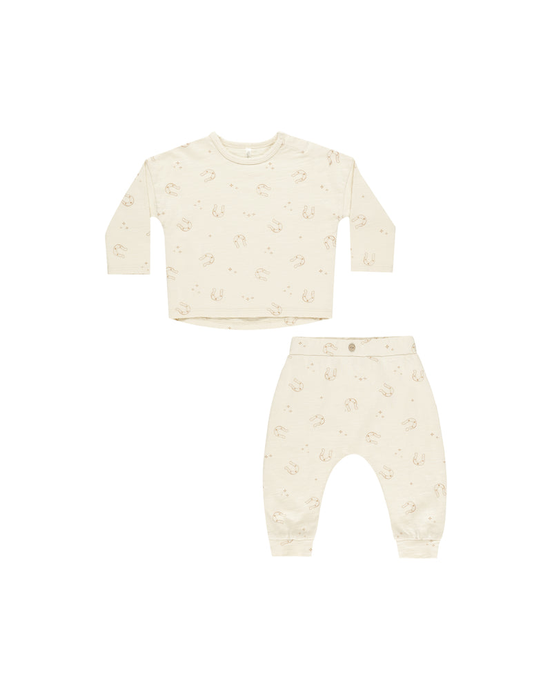 Long Sleeve Tee + Pant Set - Horseshoes