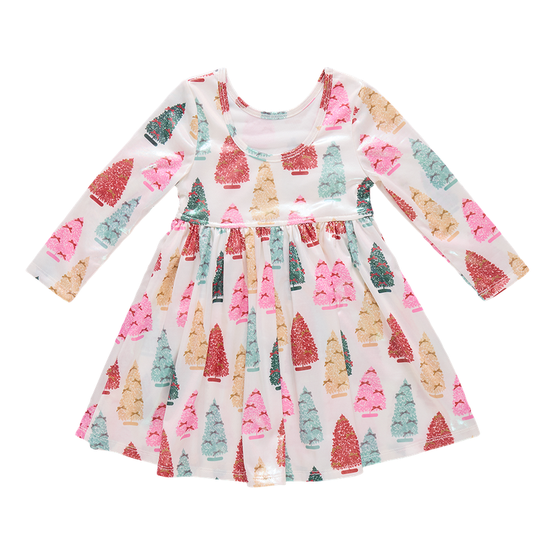 Girls Lame Steph Dress - Bottle Brush Trees