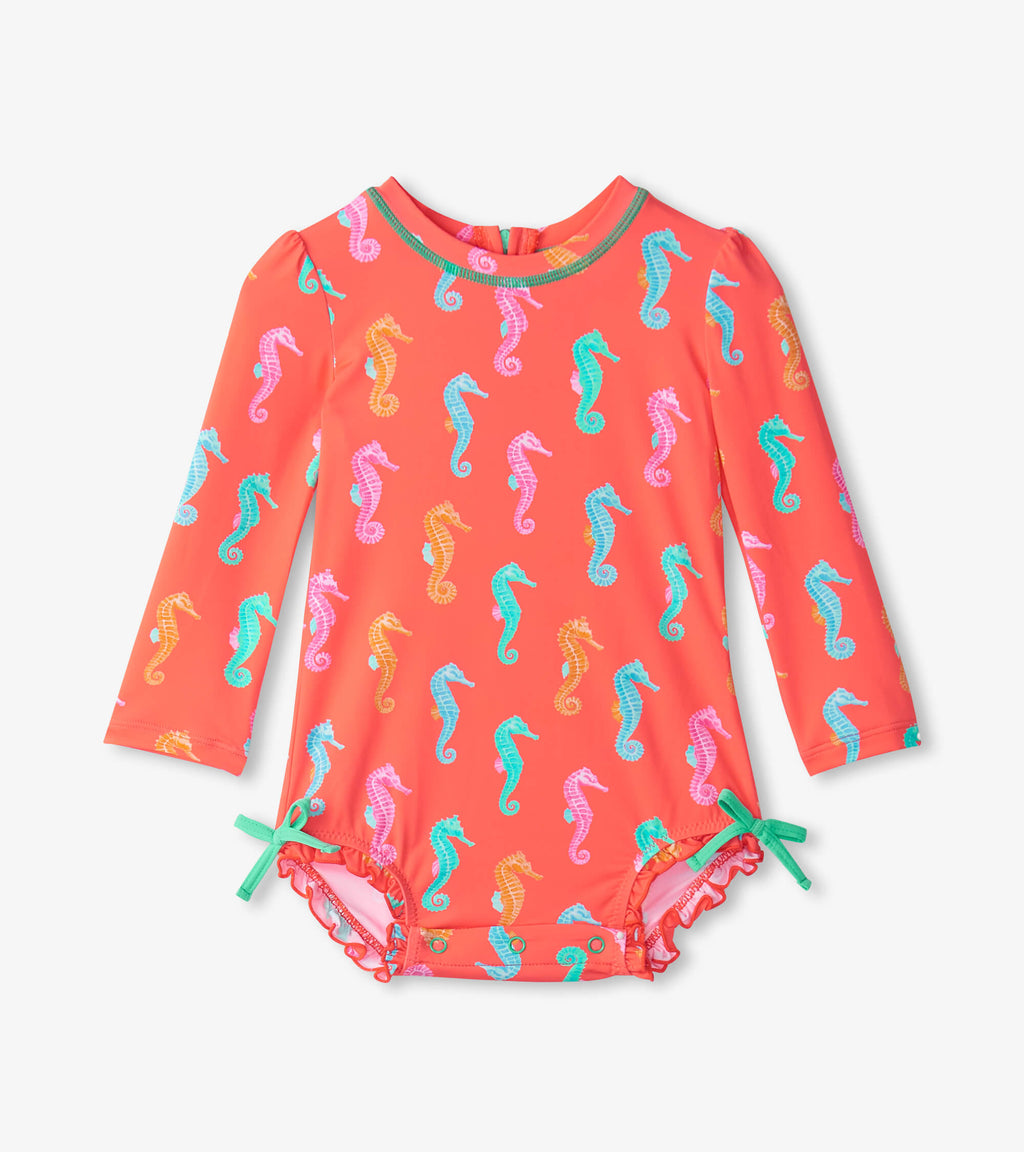 Baby Girls Painted Sea Horse Rashguard Swimsuit