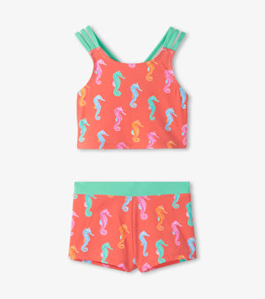 Girls Painted Sea Horse Two-Piece Crop Top Bikini Set