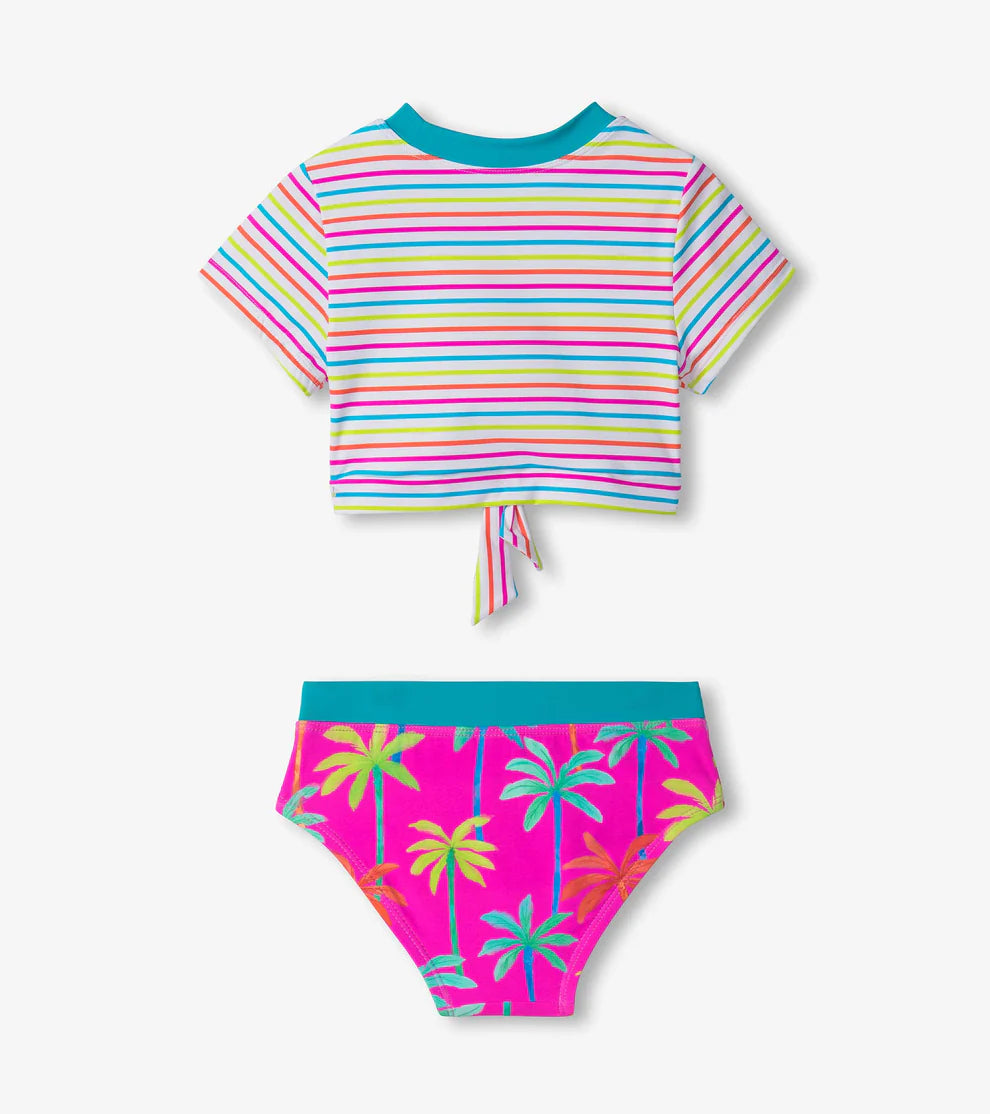 Painted Palms Short Sleeve Tankini Set