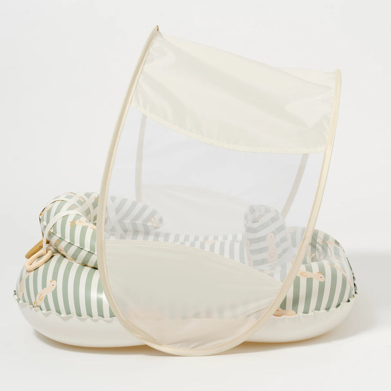 Interactive Baby Float - Duck Sage Stripe