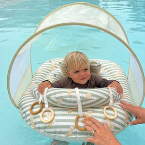 Interactive Baby Float - Duck Sage Stripe