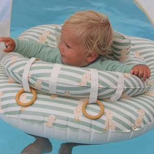 Interactive Baby Float - Duck Sage Stripe