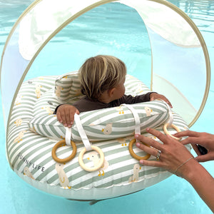 Interactive Baby Float - Duck Sage Stripe