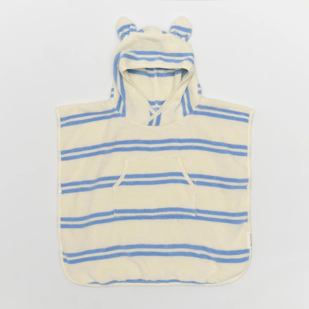 Hooded Towel - Sid the Seagull Blue Stripe