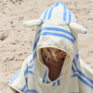 Hooded Towel - Sid the Seagull Blue Stripe