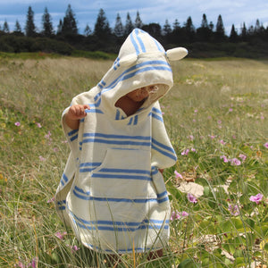 Hooded Towel - Sid the Seagull Blue Stripe