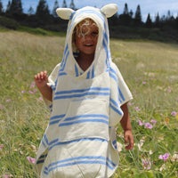 Hooded Towel - Sid the Seagull Blue Stripe