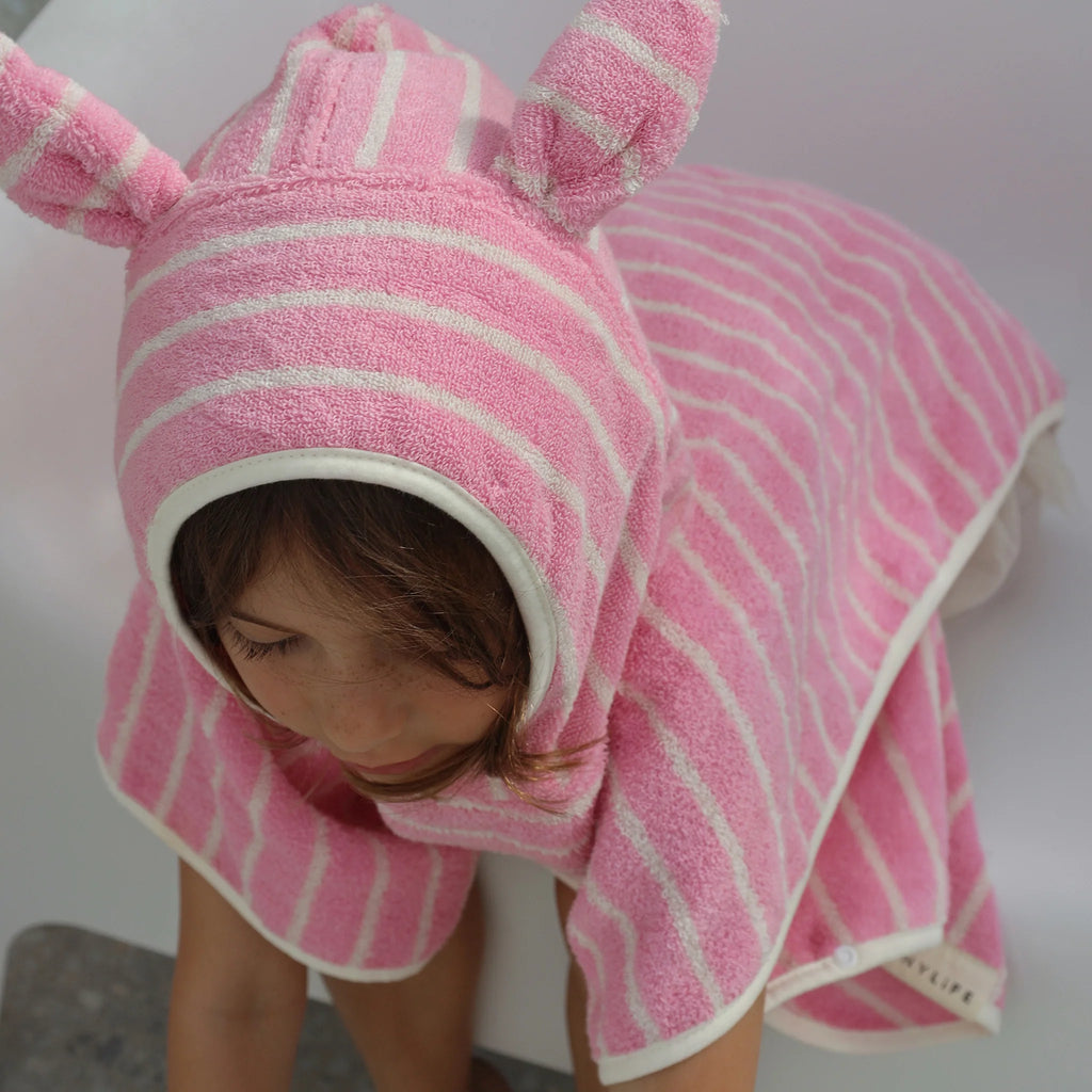 Hooded Towel - Cotton Candy Pink Stripe