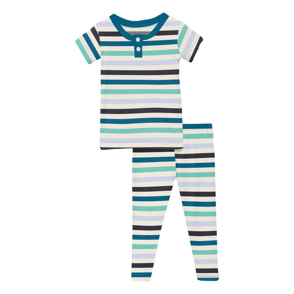 Little Boy Blue Stripe S/S Henley PJ Set