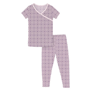 Kimono SS PJ Set - Lavender Flower Lattice