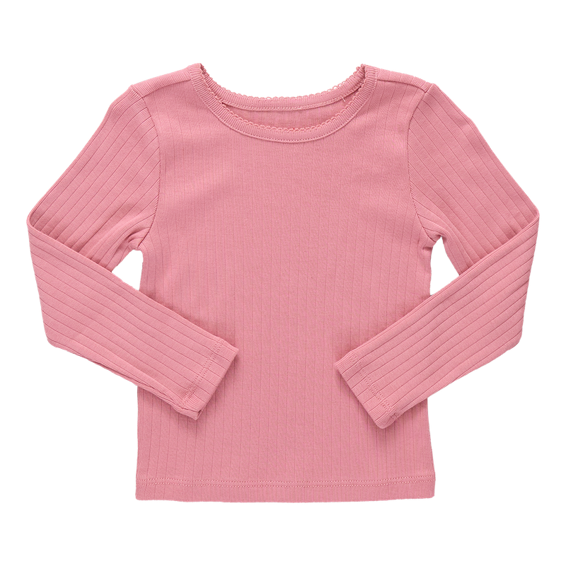 Seesaw Long Sleeve Rib T-shirt - Dark Pink
