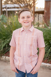 Guayabera - Gameday Burnt Orange Wave Check SS Shirt