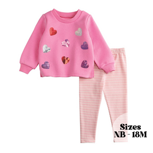 Heart Sequin Sweatshirt & Legging Set