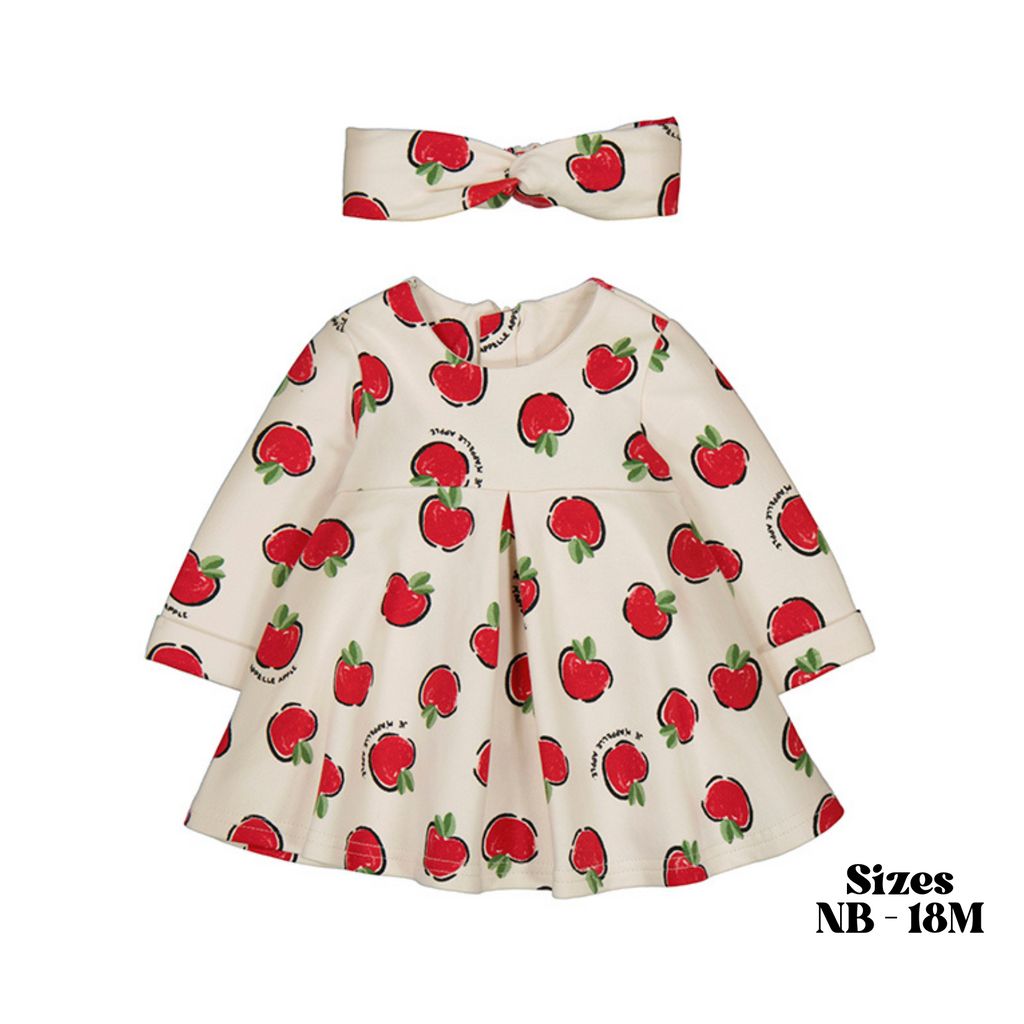 Je m'appelle Apple Print LS Fleece Dress & Headband