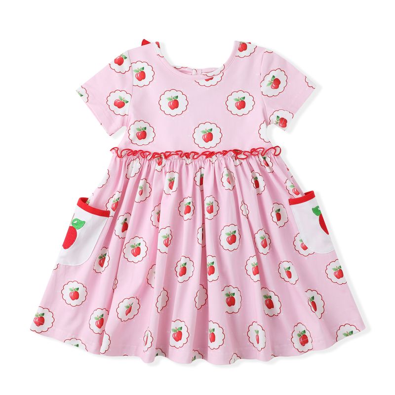 Pink & Apples Back to School Pocket Dress