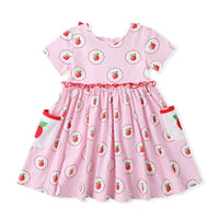 Pink & Apples Back to School Pocket Dress