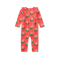 Ruffle Shoulder Baby Romper - Winter Camellia