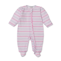 Ruffle Zipper Footie - Baby Elephant Hearts