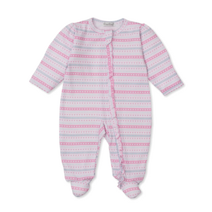 Ruffle Zipper Footie - Baby Elephant Hearts