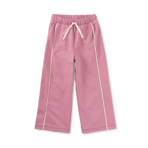 Lace Trim Track Pants - Hydrangea Pink
