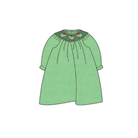 Green Gingham Santa Smock Bishop Dress