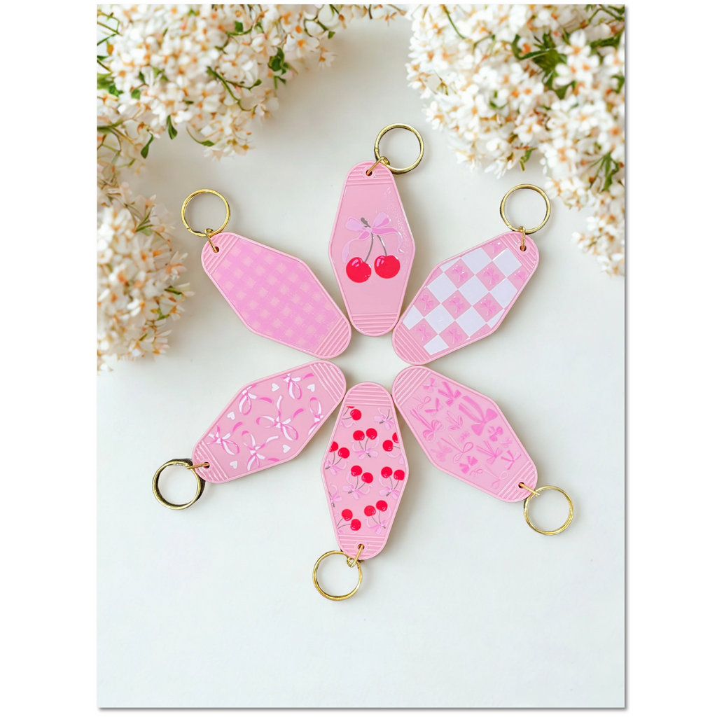 Retro Pink Keychains/Bag Charms