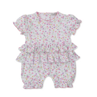 Floral baby romper on a white background