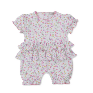 Floral baby romper on a white background