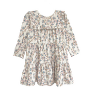 Floral dress with long sleeves on a white background