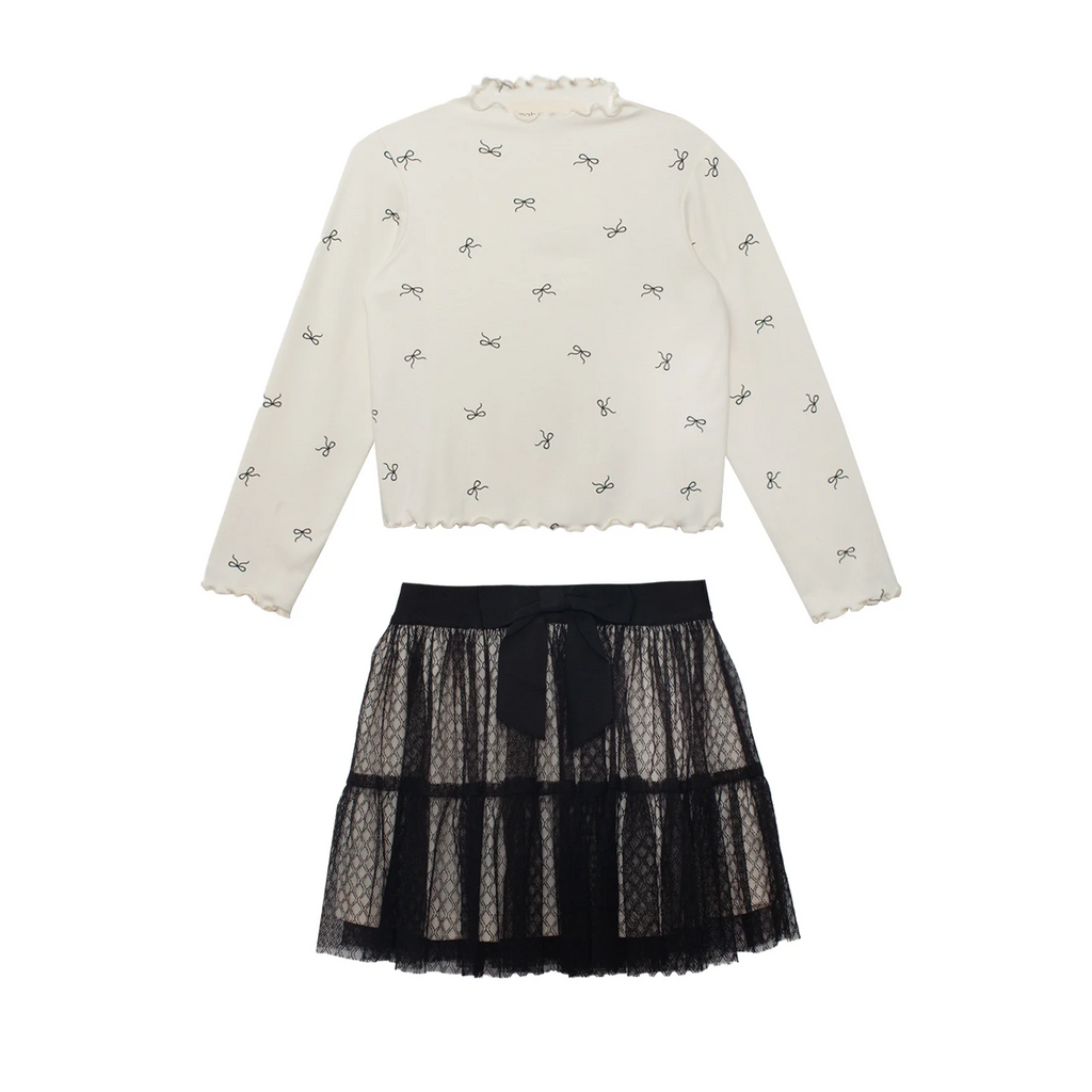 Bow Chic 2 Piece Set - Ivory & Black