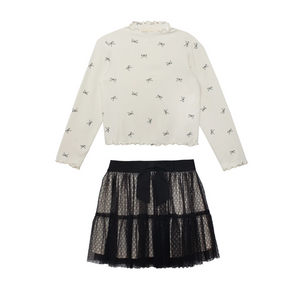 Bow Chic 2 Piece Set - Ivory & Black