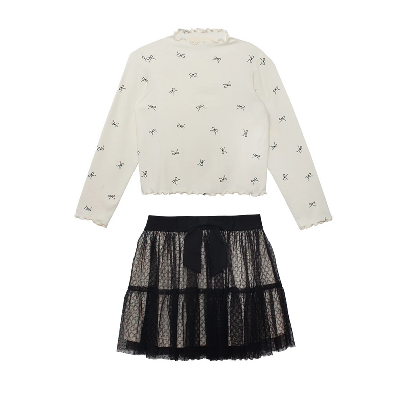 Bow Chic 2 Piece Set - Ivory & Black