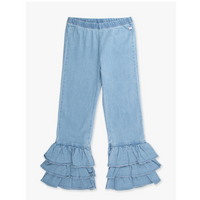 Denim Ruffle Flare Pants