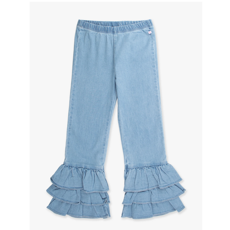 Denim Ruffle Flare Pants