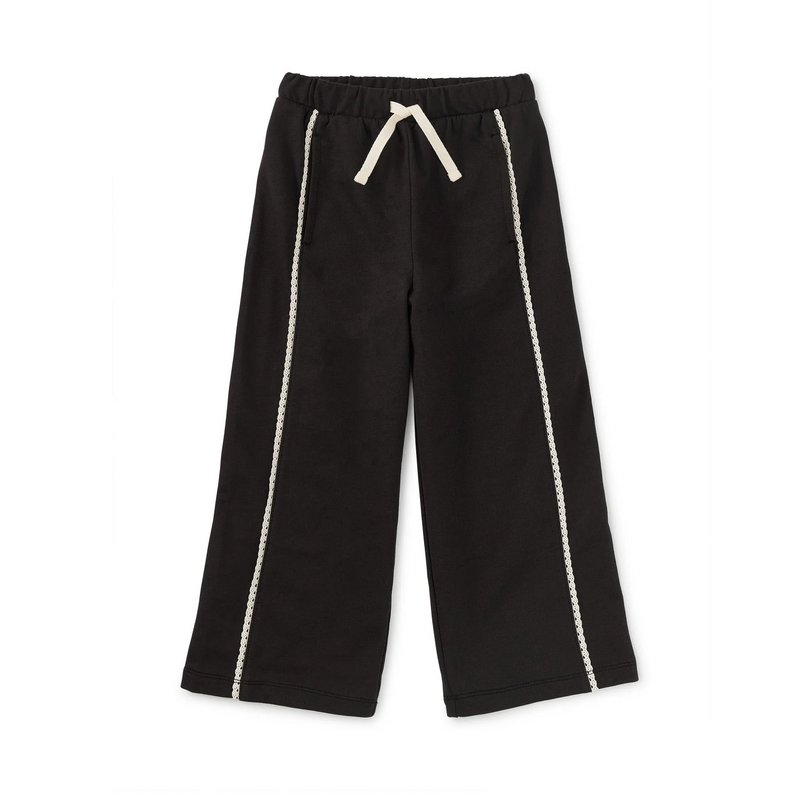 Lace Trim Track Pants - Jet Black