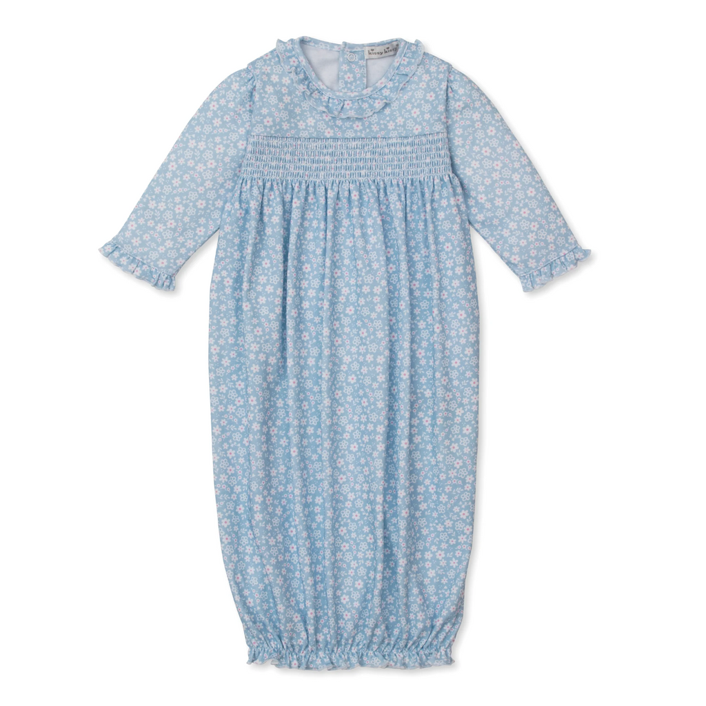 Fall in Bloom - Light Blue Smocked Ruffle Sack Gown