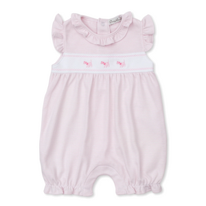 Pink Dogs Short Ruffle Playsuit - Light Pink Stripe