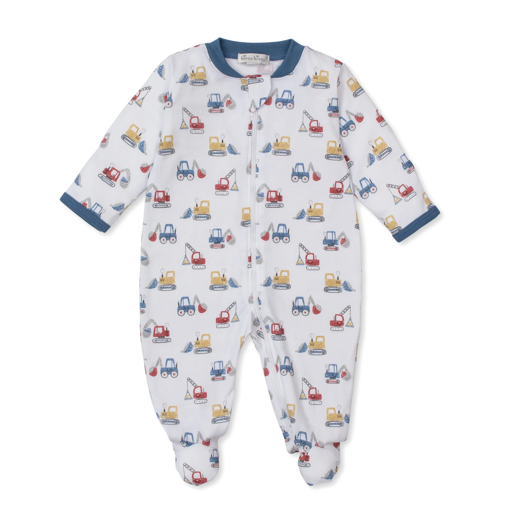 Construction Diggers Zipper Footie