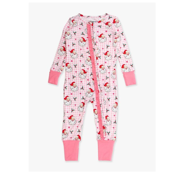 Dear Santa Christmas Ruffle Pink - Convertible PJ One-Piece
