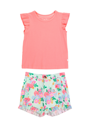 Pink Flutter Top & Meadow Shorts Set
