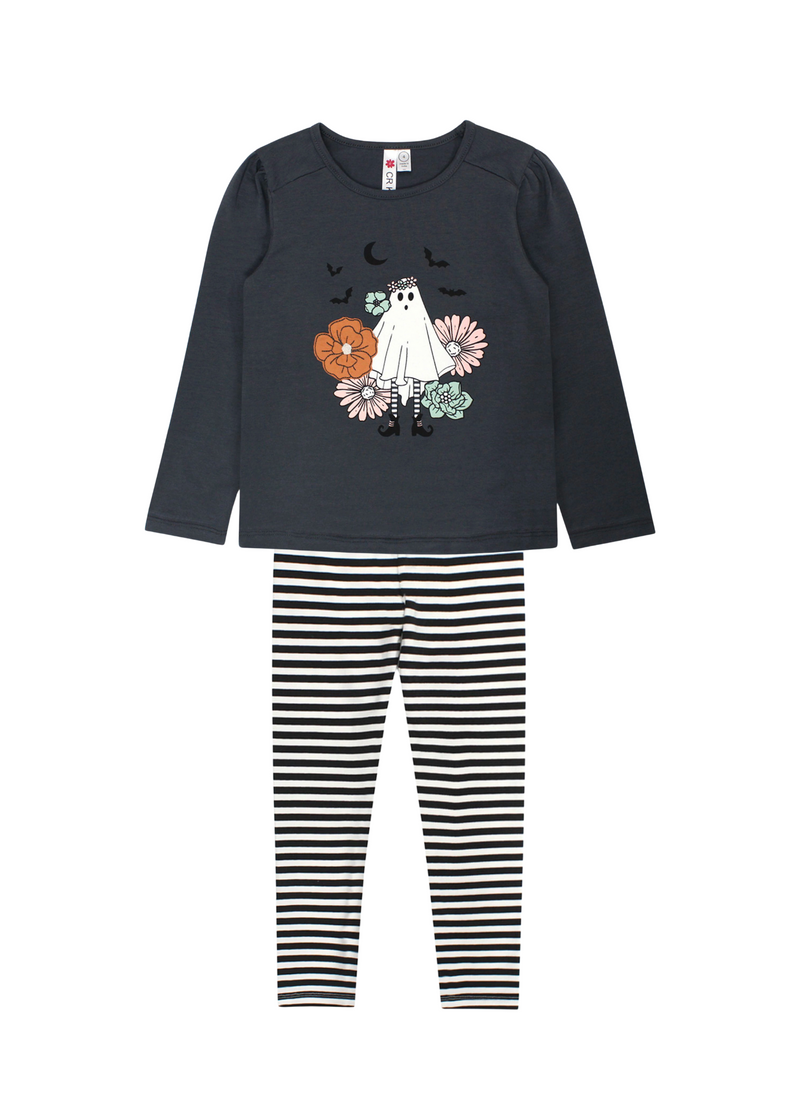 Floral Ghost L/S Shirt and Leggings Set