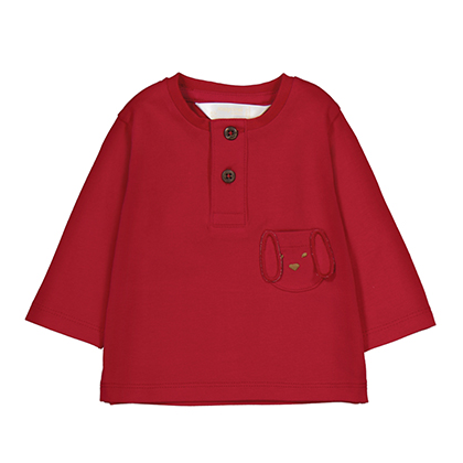 Red Dog Embroidered LS Henley Tee