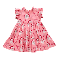 Jennifer Dress - Pink Candy Cane Santa