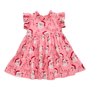 Jennifer Dress - Pink Candy Cane Santa