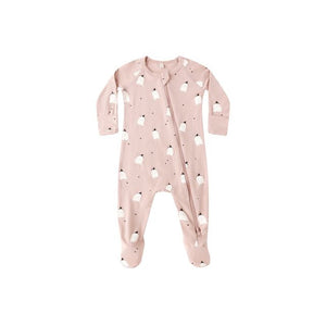 Bamboo Zip Footie - Pink Ghosts