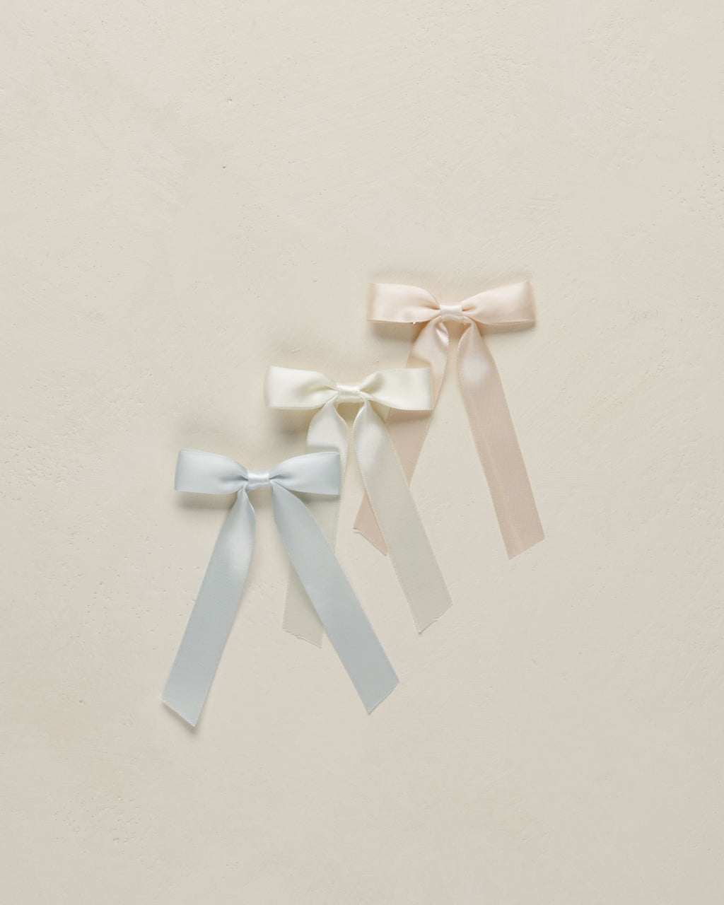 Satin Ribbon Bow - Blush, Ivory, Powder Blue