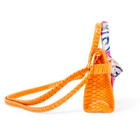 Vivid Crocodile Scarf Handbag - Orange